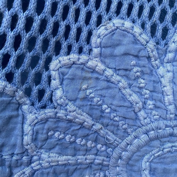 Lucky Brand | Lucky Lotus | Blue | Crochet | Terry Cloth Sweatshirt | Size:M - Picture 11 of 12